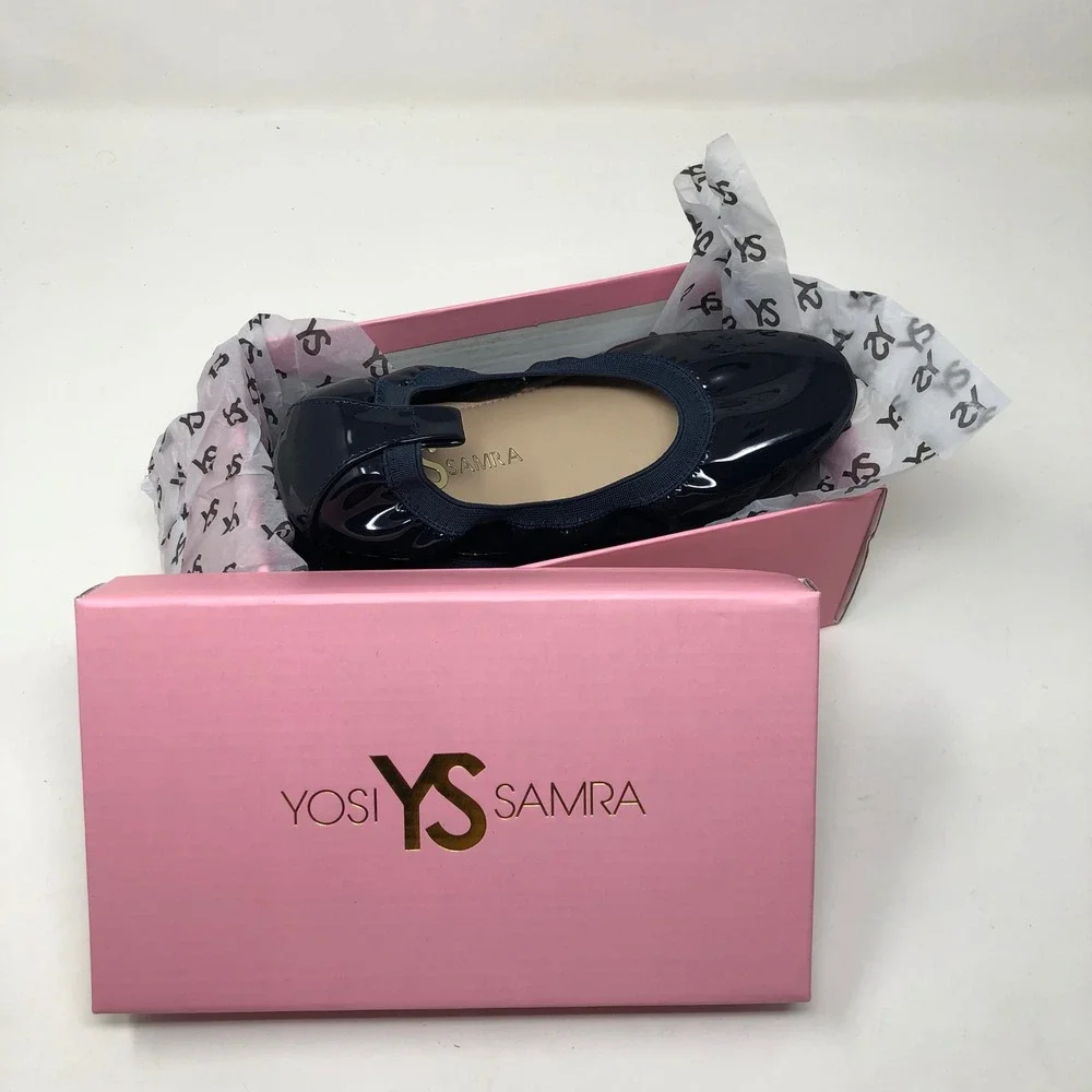 Yosi Samra‎ Ballet Flats Girls 3Y Kids Navy Patent Miss Samra Foldable Shoes